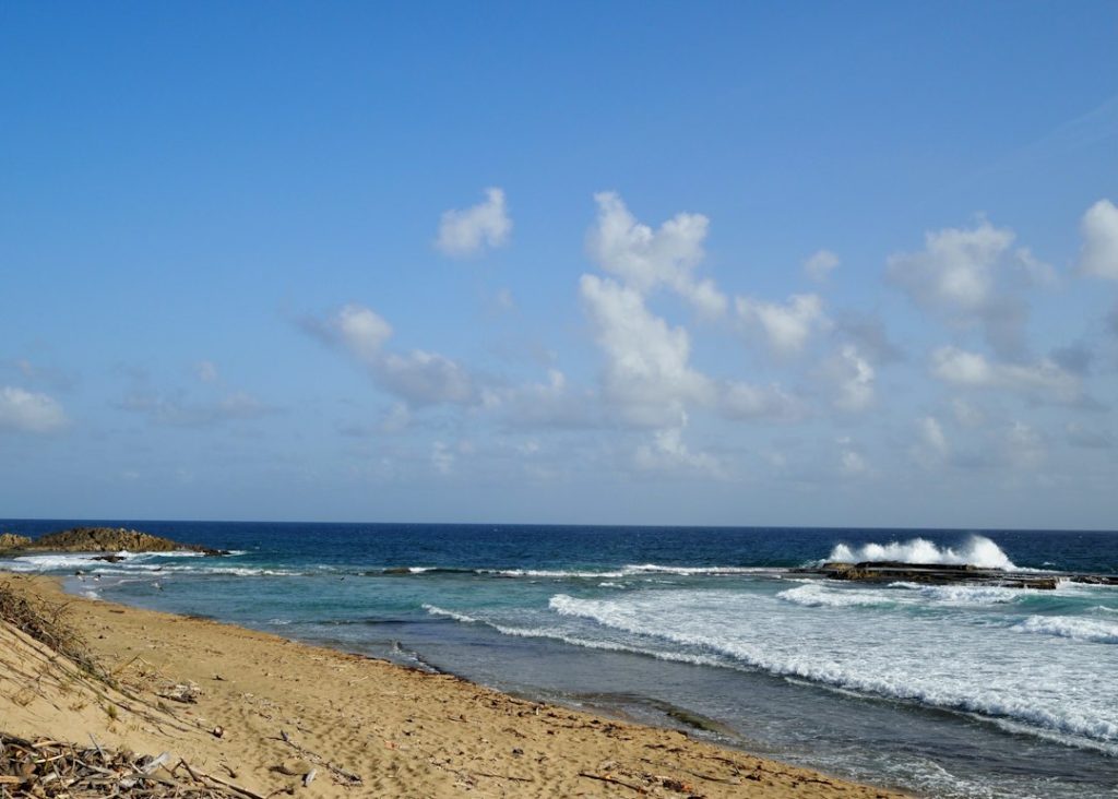 A wide beach and ocean along Puerto Rico’s coast