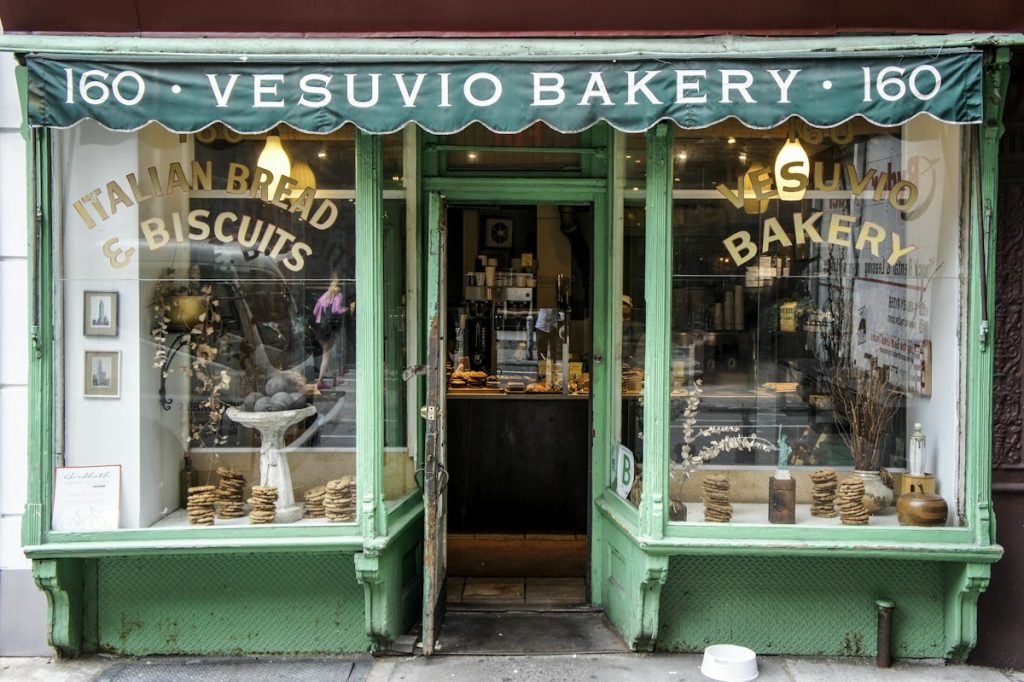 Neighborhood storefront on a city street, representing small local businesses